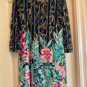 Lilly Pulitzer Floral Dress with Pink and Green XS
